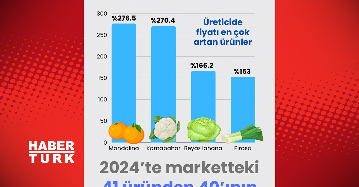 2024 yılında üreticide ve tüketicide fiyatı en çok artan ürünler